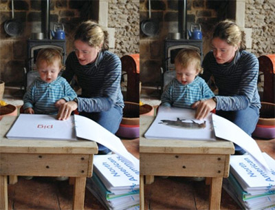 Cosmo and mummy using the printed version